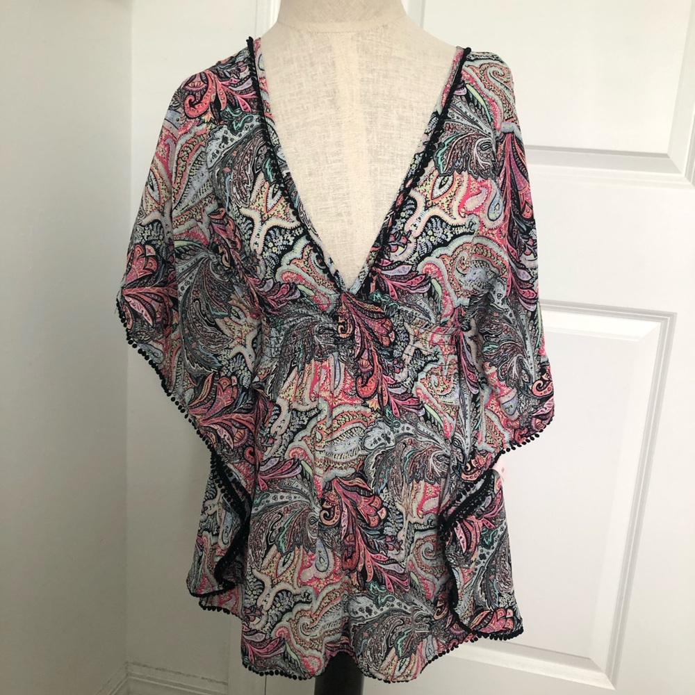 Victoria’s Secret Printed Cover Up with Pom Trim